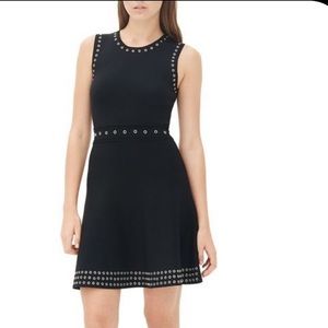 Sandro Black Grommet Mid-Length Dress